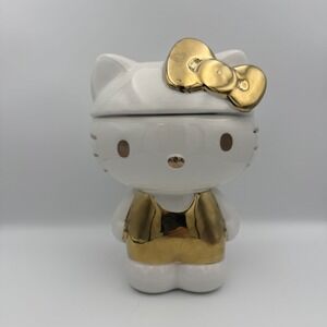 Gold Bow Hello Kitty Ceramic Cookie Jar New